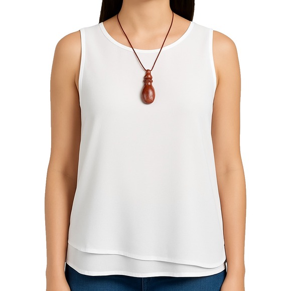 Chico's Womens S White Sleeveless Blouse Layered Hem Tank Top Office Workwear - Picture 2 of 13